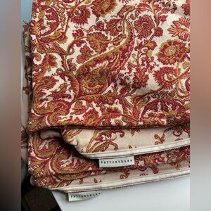 Pottery Barn Red and Cream Paisley pillowcases tapestry